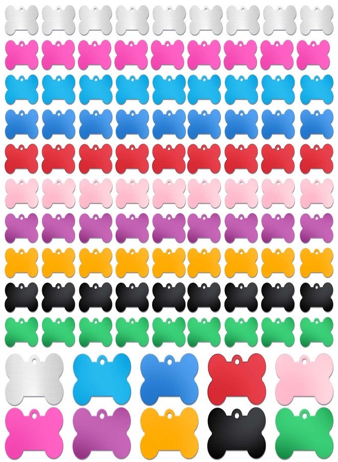 MBAIYO 100 Pcs Blank Dog Pet Tags for Engraving, 38mm Aluminum Bone Shape Name Tag Colorful Double Sided Dog Tag Dog Cat Phone Number Tag Pendants ID Tag Charm for Pet - Image 1